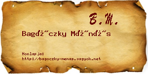 Bagóczky Ménás névjegykártya